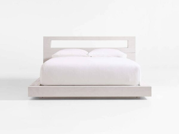 White Wood Platform Bed